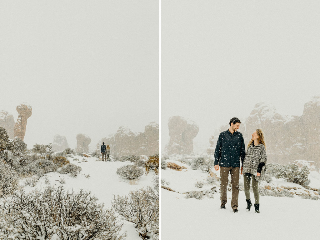snowy winter elopement in moab