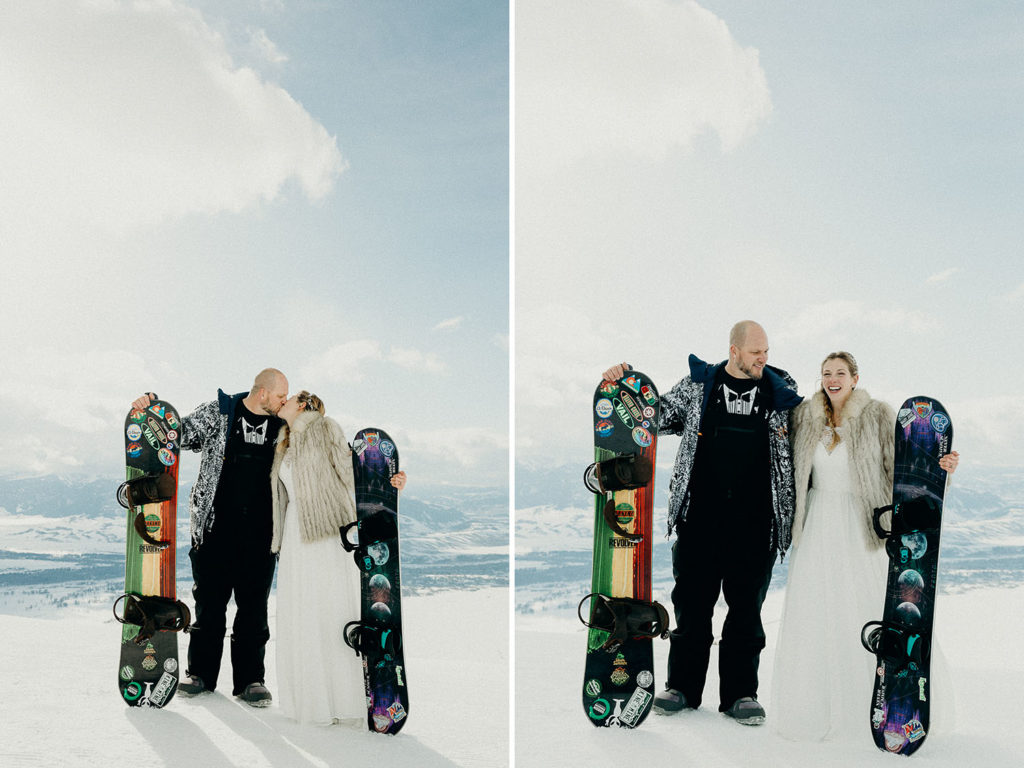 Jackson Hole Mountain Resort Snowboarding Wedding