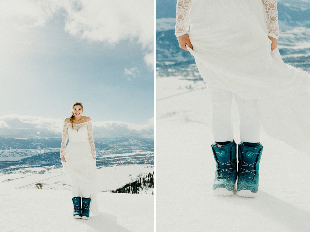 Jackson Hole Mountain Resort Snowboarding Wedding