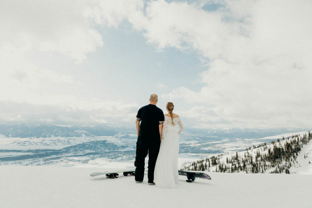 Jackson Hole Mountain Resort Snowboarding Wedding