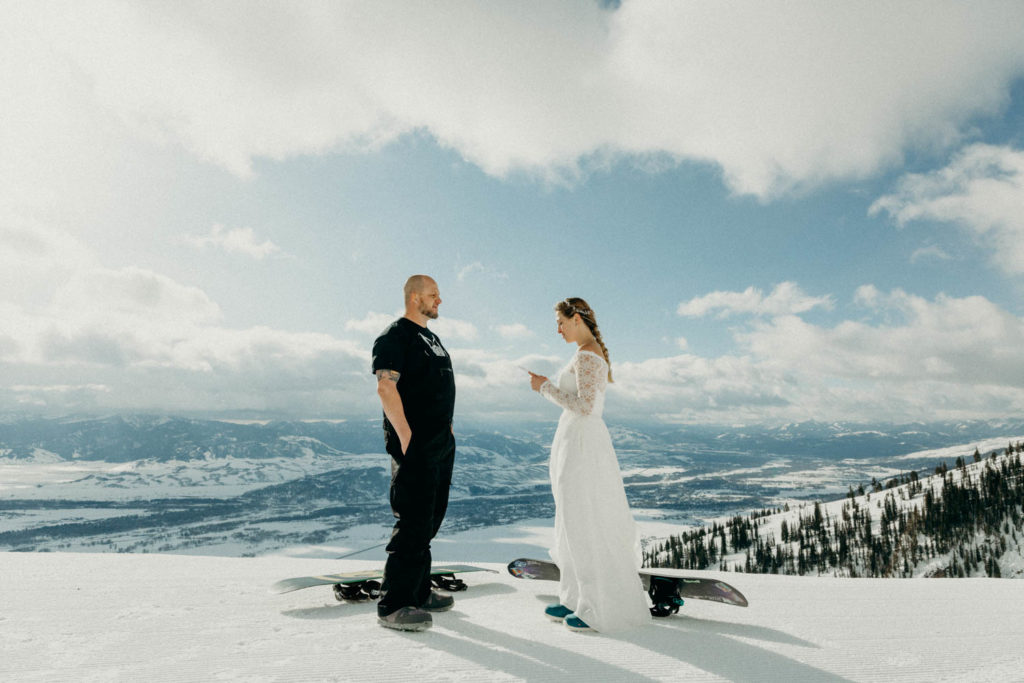 Jackson Hole Mountain Resort Snowboarding Wedding