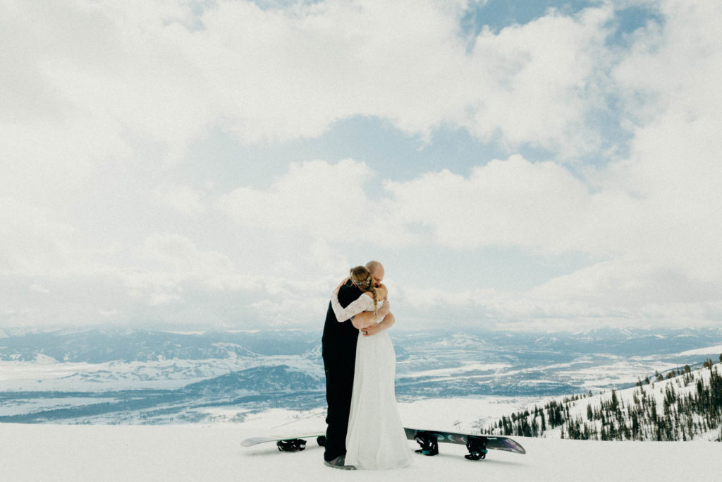Jackson Hole Mountain Resort Snowboarding Wedding