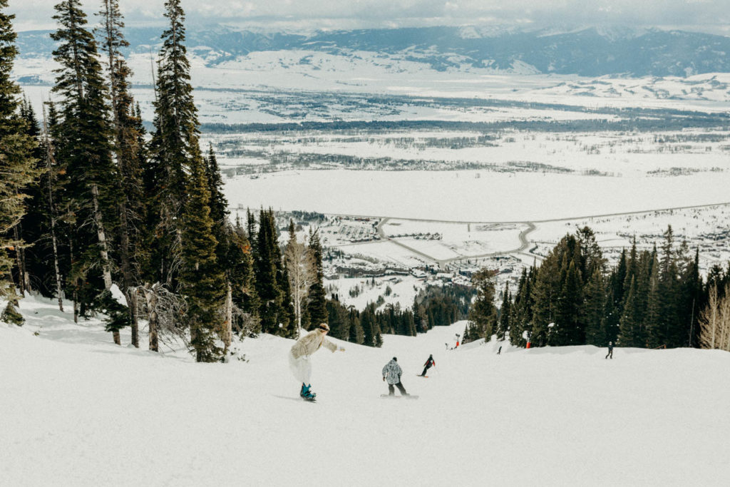 Jackson Hole Mountain Resort Snowboarding Wedding