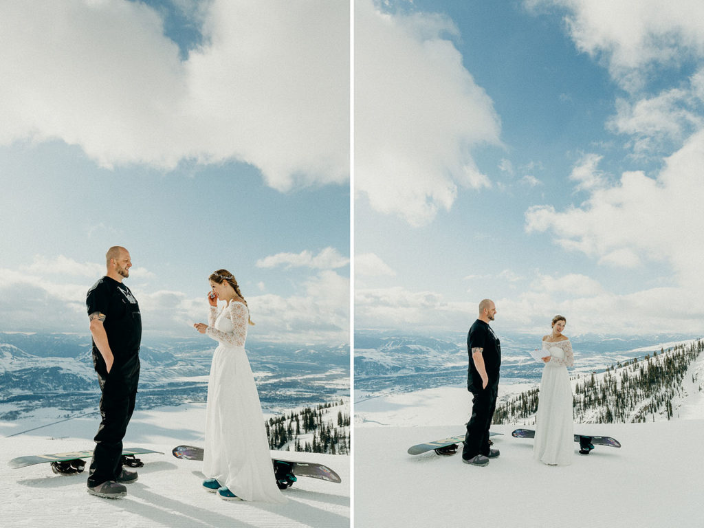 Jackson Hole Mountain Resort Snowboarding Wedding