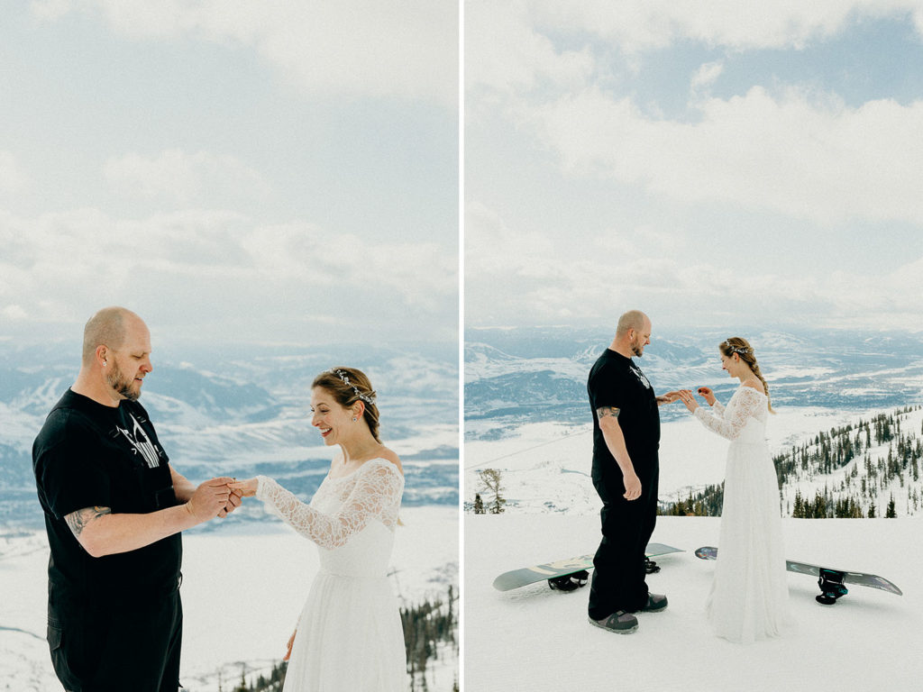 Jackson Hole Mountain Resort Snowboarding Wedding