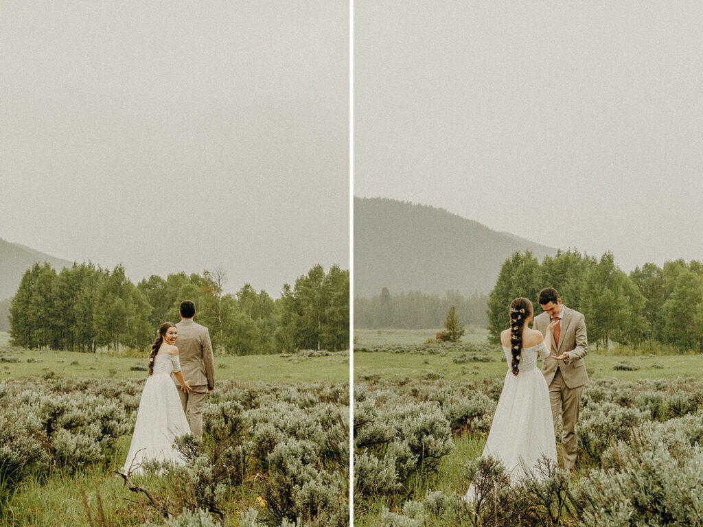 rainy spring elopement in the Tetons