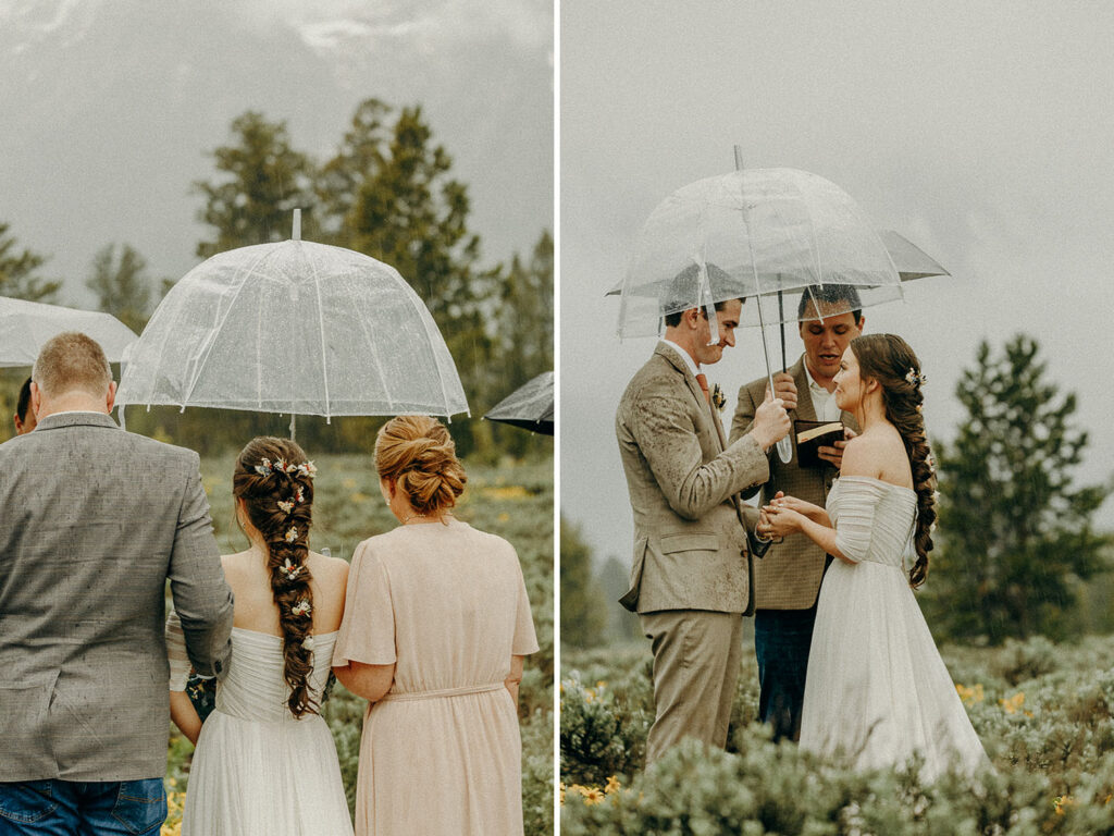 rainy spring elopement in the Tetons